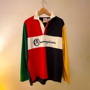 Champion x Todd Snyder Men’s Vintage Colorblock Rugby Logo Shirt RARE knitwear